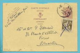 337 Op Postkaart (antwoord), Niet Ontwaard Met Stempel GENT, Maar Ontwaard Met Violet Potlood !!!!  (VK) - 1932 Ceres En Mercurius