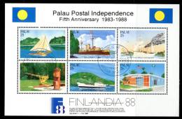 PALAU 1988 - Postal Independence "Finlandia 88" - Block Obliterato Come Da Scansione - Palau