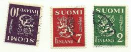 1945 - Finlandia 288 + 298 + 301 Ordinaria C2030 - Oblitérés