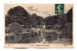 Paris III Square Du Temple Vue Sur Le Bassin Et La Statue Du Chansonnier Beranger Dos 1900 - Arrondissement: 03