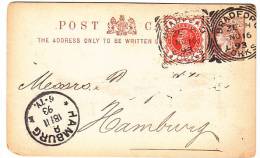 GREAT BRITAIN - ENGLAND - The Bradford Old Bank Limited - Post Card, Year 1893, Hamburg Seal - Ohne Zuordnung