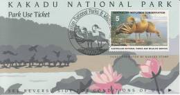 Australia Used 1989 $5 Plumed Whistling Duck Wetlands Conservation Stamp On Kakadu National Park Ticket - Cinderellas