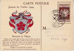 CARTE JOURNEE DU TIMBRE 1944  - CAD  PARIS -- - Non Classificati