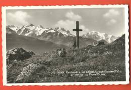 C0948 Paysage à La Creusaz Sur Salvan Et Chaine Mont-Blanc,Croix. Non Circulé. Perrochet Phototypie 12069 - Salvan