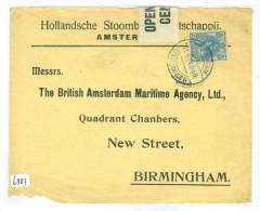 CENSUUR * BRIEFOMSLAG Uit 1914 NVPH 63 Van AMSTERDAM Naar BIRMINGHAM (6887) - Covers & Documents