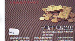 Télécarte Japon *  Pièce De Monnaie  (106) Money * Coin * Munten * Munzen * Geld * GOLD BAR - Timbres & Monnaies