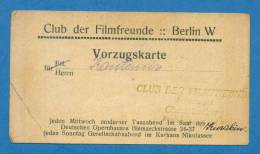 D480 / CLUB DER FILMFREUNDE - BERLIN W - VORZUGSKARTE , FILM CLUB OF FRIENDS - Berlin W - ADVANTAGE CARD , Deutschland - 1900 – 1949