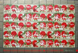 Denmark Christmas Seal 1982 MNH Full Sheet Unfolded   Pixie Children Decorate The Christmas Tree - Full Sheets & Multiples