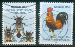 Norwegen  1984  Imkergesellschaft, Geflügelzuchtgesellschaf T  (2 Gest. (used) Kpl. )  Mi: 908-09 (0,60 EUR) - Oblitérés