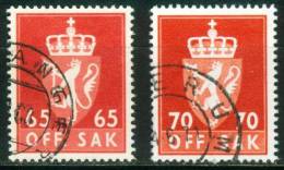 Norwegen  1962-69  Dienstmarken - Staatswappen  (2 Gest. (used))  Mi: 90, 92 (0,40 EUR) - Oficiales