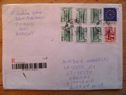 Cover Sent From Hungary To Lithuania, Registered,  8 Stamps - Covers & Documents