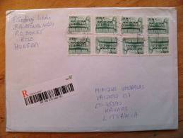 Cover Sent From Hungary To Lithuania, Registered,  8 Stamps - Covers & Documents