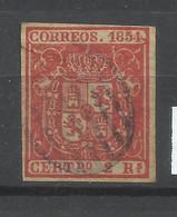 1879--SELLO CLASICO ISABEL II AÑO 1854 ESCUDO ESPAÑA Nº25.USADO,2 REALES,PERFECTO FALSO , CLASSIC 1032-SEAL SHIELD 1854 - Usati