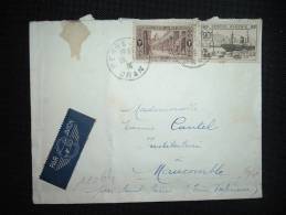 LETTRE PAR AVION POUR LA FRANCE TP MOSQUEE EL KEBIR 1F + EXPO INTERNATIONALE NEW YORK 1939 90C OBL. 29-10-39 PERREGAUX - Storia Postale