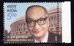 A)2009 INDIA DR. KIRSHNA KUMAR BIRLA STAMP MNH WITH BORDER SHEET - Unused Stamps
