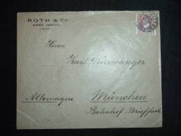 LETTRE POUR L'ALLEMAGNE TP HERMES 25 OBL. + ARRIVEE 13 MAR 00 MUNCHEN 2 + ENTETE ROTH & CO PIREE - Briefe U. Dokumente