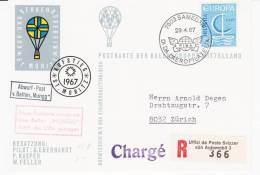 Switzerland 1967, Ballonpostkarte, Ballon Mungg - Cartas & Documentos