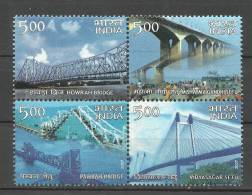 INDIA, 2007,  Landmark Bridges Of India, Setenant Block Of  4 , MNH,(**) - Ungebraucht