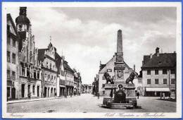 Bayern, FREISING, Mittlere Hauptstrasse Und Pfarrkirche, Statue Mit Brunnen, 1934, Schöner Rundstempel - Freising