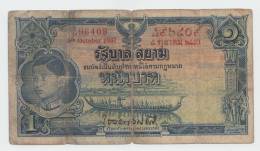 Thailand 1 Baht 1937 G-VG P 26 Signature 15 - Tailandia