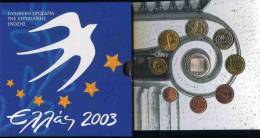 Grèce Greece Coffret Officiel BU 1 Cent à 10 Euro 2003 Argent Présidence De L'Union Européenne - Griekenland