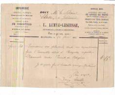 Beauraing - 1876 - 5 Documents - U. Lemye-Lesuisse - Imprimeur-libraire - Notaire Close - Imprimerie & Papeterie