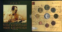 Grèce Greece Coffret Officiel BU 1 Cent à 10 Euro 2007 Argent Nikos Kazantzakis Zorba - Grecia