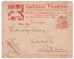 BRAZIL - Confeitaria Viennense - Grand Hotel Da Paz, Sao Paulo.  Advertising Cover, Year 1931 - Cartas & Documentos