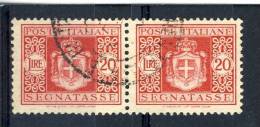 Luogotenenza, Segnatasse 1945. Stemma Senza Fasci. Filigrana Ruota. Sassone 96 Coppia Orizzontale Usati - Taxe