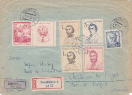 LETTRE COVER, RECOM TCHECOSLOVAQUIE 1948, BRATISLAVA Pour FRANCE /2908 - Lettres & Documents