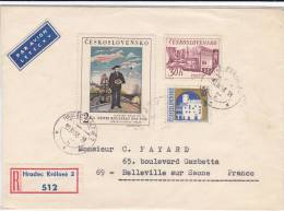 LETTRE COVER, RECOM TCHECOSLOVAQUIE 1968, HRADEC KRALOVE Pour FRANCE /2914 - Storia Postale