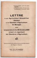 Farge-en-Septaine, Lettre à Un Agriculteur Démobilisé électeur à La Chambre D´Agriculture De Bourges, 1919 - Centre - Val De Loire