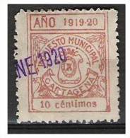 1895-FISCAL LOCAL CARTAGENA MURCIA IMPUESTO 1919 10 CENTIMOS REVENUE LOKALMARKEN. - Revenue Stamps