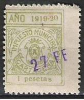 1897-FISCAL LOCAL CARTAGENA MURCIA IMPUESTO 1919 1 PESETA  REVENUE LOKALMARKEN. - Fiscales