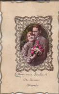 Bonne Année - Carte Avec Médaillon Photo Couple Entouré De Brillants Ajourés - - Altri & Non Classificati