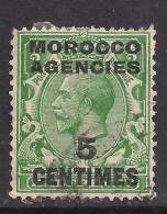 Morocco Agencies 1917 KGV Ovpt 5 Centimes On 1/2d Green Used  SG 192 (.J553 ) - Morocco Agencies / Tangier (...-1958)