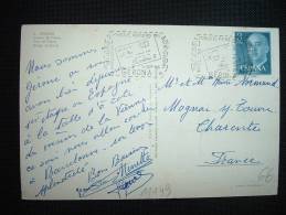 CP POUR LA FRANCE FRANCO 3P OBL. 5 SEP 63 GERONA - Storia Postale