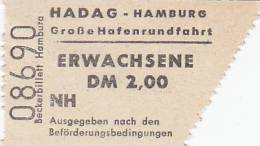 HADAG Hamburg, Große Hafenrundfahrt, Erwachsen-Fahrschein, Billett, Ticket, St.Pauli-Landungsbrücken 1964, Abriss Rechts - Europa