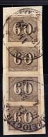 O) 1850 BRAZIL, SC 24 “VERTICAIS“ VERTICAL STRIP OF 4, FRAGMENT NICE CANCELLATION - Nuovi