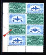 EGYPT / 1957 / EGYPTIAN AIR FORCE / MIG & ILYUSHIN PLANES  / CORNER BLOCK OF 4 PAIRS WITH ERROR / MNH / VF . - Ongebruikt