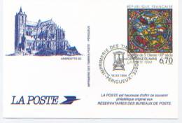 Carte Avec Timbre "Cathédrale Du Mans", Vitraux, Imprimerie Des Timbres Périgueux, Dordogne, 16 Décembre 1994, Bon état - Glasses & Stained-Glasses