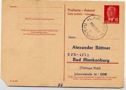 DDR P 65 A Antwort-Postkarte  PRIVATER ZUDRUCK BÖTTNER #5  Ljubljana SLOWENIEN  1966 - Postales Privados - Usados