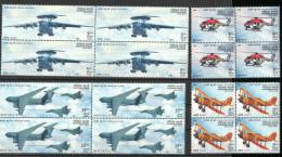 INDIA, 2007,  Platinum Jubilee Of Indian Air Force, Set 4 V ,Blocks Of 4,  IAF,   MNH,(**) - Neufs
