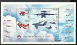INDIA, 2007, MS  Platinum Jubilee Of Indian Air Force,  IAF,  Set 4 V ,Miniature Sheet,  MNH,(**) - Neufs