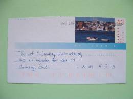 Canada 1990 Stationery To Grimsby - St. John City View - Cathedral - Boat - Briefe U. Dokumente