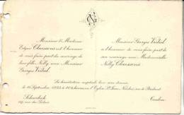 SCHAERBEEK-TOULON-CLAESSENS-VIDAL-NELLY CLAESSENS-GEORGES VIDAL-1923-FIARE-PART-MARIAGE-ETAT PLIEE VOYEZ LE SCAN!!! - Hochzeit