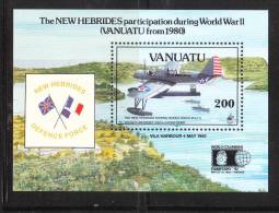 Vanuatu 1992 New Hebrides Participation In World War II Airplane Flag S/S MNH - Vanuatu (1980-...)