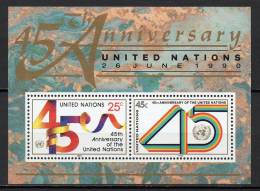 Nations Unies (New-York) - Bloc Feuillet - 1990 - Yvert N° BF 11 **  - 45° Anniversaire Des Nations Unies - Hojas Y Bloques