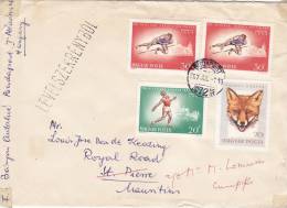Lettre HONGIE 1987, BUDAPEST - MAURITIUS SPORT SAUT LANCER RENARD/3041 - Postmark Collection