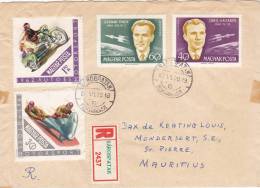 Lettre RECOM. HONGIE 1963, SAROSPATAK - MAURITIUS. SPORT ESPACE MOTO /3042 - Poststempel (Marcophilie)